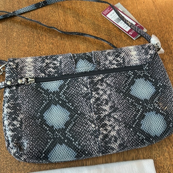 Lodis Black and Gray Snake Print Clutch with adjustable strap and dust bag new - Picture 6 of 13